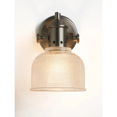 John Lewis John Lewis & Partners Ezra Prismatic Glass Wall Light, Brushed Pewter