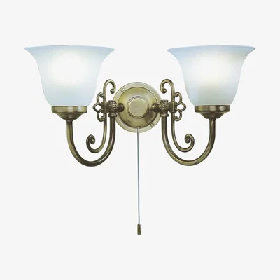 Knees Dar Lighting WOO0985 Woodstock Double Wall Bracket Antique Complete With Glass