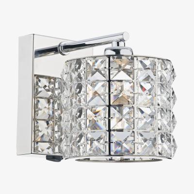 Knees dar lighting AGN0750 Agneta 1 Light Wall Bracket Polished Chrome and Clear Faceted Crystal