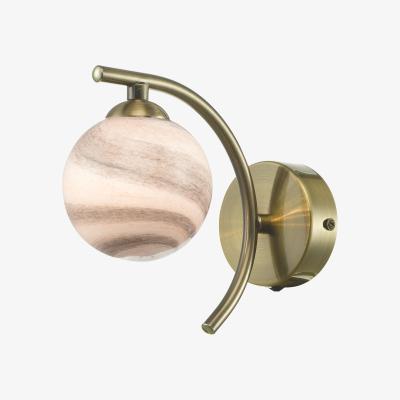 Knees dar lighting ATI0775-07 Atiya Wall Light Antique Brass With Planet Style Glass
