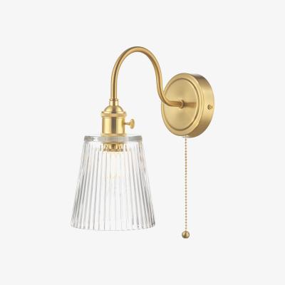 Knees dar lighting HAD0740-05 Hadano 1 Light Wall Light Brass With Clear Ribbed Glass Shade