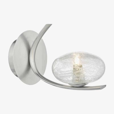 Knees dar lighting LEI0746 Leighton 1 Light Wall Light Satin Chrome and Sugar Cane Glass