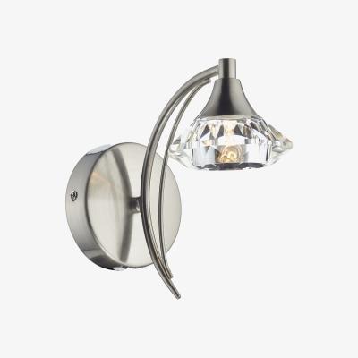 Knees dar lighting LUT0746 Luther Single Wall Bracket Satin Chrome Crystal