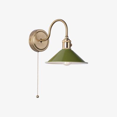 Knees dar lighting HAD0740-07 Hadano 1 Light Wall Light Natural Brass With Olive Green Shade