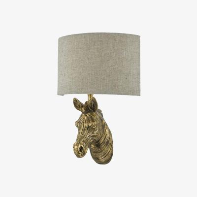 Knees dar lighting ABB0735 Abby Zebra Wall Light Gold with Natural Linen Shade
