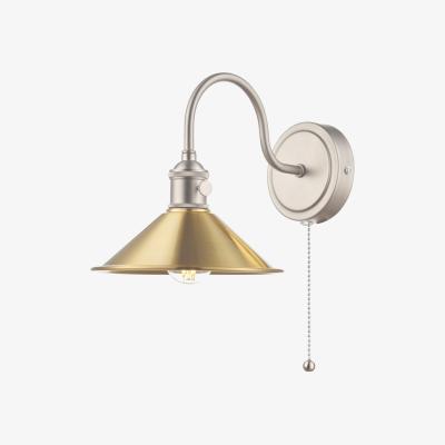 Knees dar lighting HAD0761-01 Hadano 1 Light Wall Light Antique Chrome With Aged Brass Shade