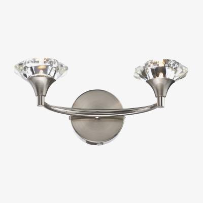 Knees dar lighting LUT0946 Luther Crystal Double Wall Bracket Satin Chrome