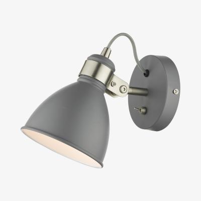 Knees dar lighting FRE0737 Frederick Single Wall Light Dark Grey Satin Chrome