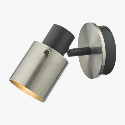 Knees dar lighting RYA0738 Ryan 1 Light Single Spotlight Brushed Nickel Matt Black