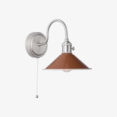 Knees dar lighting HAD0761-08 Hadano 1 Light Wall Light Antique Chrome With Umber Shade