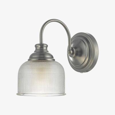 Knees dar lighting TAC0761 Tack Wall Light Antique Chrome and Textured Glass