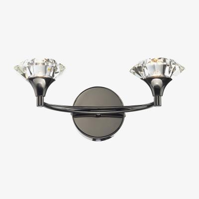 Knees dar lighting LUT0967 Luther Double Wall Bracket Black Chrome Crystal
