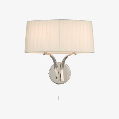 Knees dar lighting CRI092 Cristin 2 Light Wall Light Polished Nickel With Ivory Shade