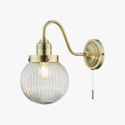 Knees dar lighting TAM0775 Tamara Single Wall Light Antique Brass Ribbed Glass