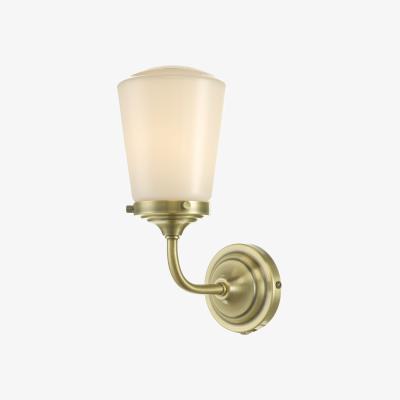 Knees dar lighting CAD0775 Caden Wall Light Antique Brass Opal Glass IP44
