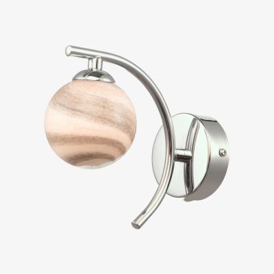 Knees dar lighting ATI0750-07 Atiya Wall Light Polished Chrome With Planet Style Glass