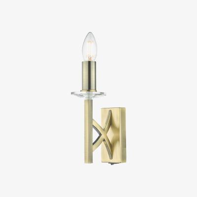 Knees dar lighting LYO0775 Lyon 1 Light Wall Light Antique Brass Crystal