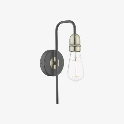 Knees dar lighting KIE0722 Kiefer 1 Light Wall Light Black and Antique Brass