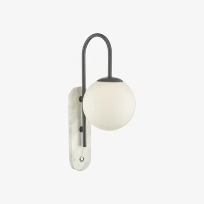 Knees Dar Lighting DEU0739 Deuce Wall Light Grey and Marble Effect IP44