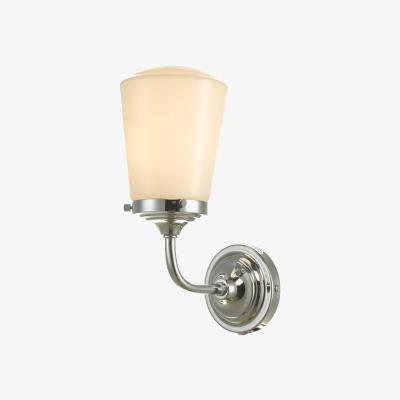 Knees dar lighting CAD0750 Caden wall Light Polished Chrome Opal Glass IP44