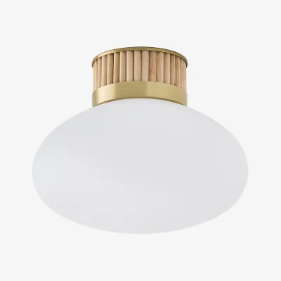 La Redoute Dolce Ceiling Or Wall Light, in Brass, Bamboo and Opaline Glass