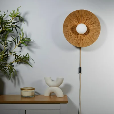 La Redoute Raffia & Opal Wall Light