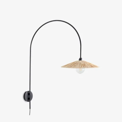La Redoute Rafita Offset Metal and Raffia Wall Light