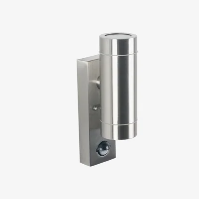 La Redoute Brushed Steel Dual Lit Sensor Outdoor Wall Light
