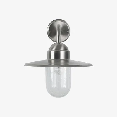 La Redoute Brushed Steel and Clear Glass Fisherman Style Outdoor Wall Light