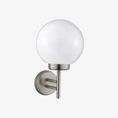 La Redoute Outdoor Stainless Steel with White Orb Wall Light