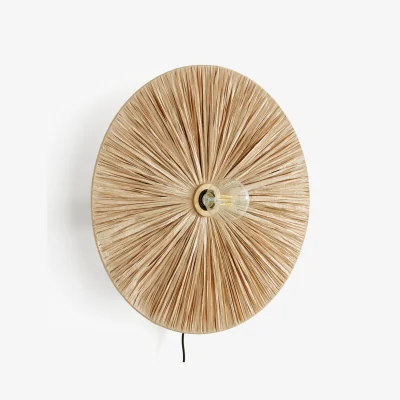 La Redoute Rafita 50cm Diameter Round Raffia Wall Light
