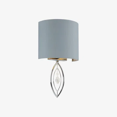La Redoute Chrome and Crystal Drop Wall Light with Grey Shade