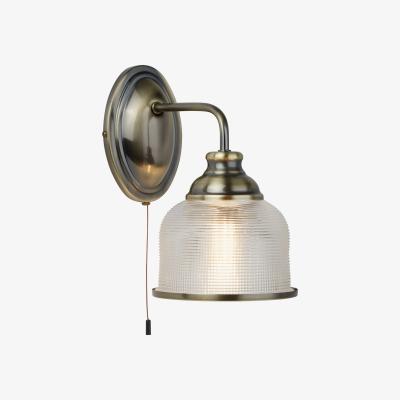 La Redoute Antique Style Brass and Halophane Glass Wall Light