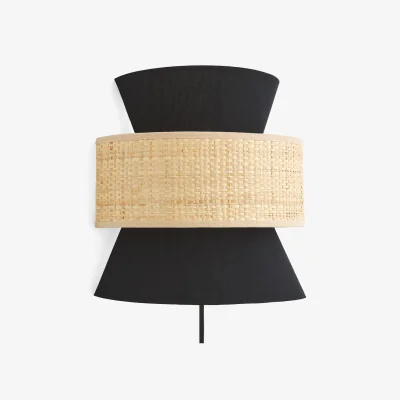 La Redoute Dolkie Double Raffia and Cotton Wall Light