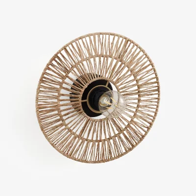 La Redoute Yaku 30cm Diameter Round Hemp or Woven Paper Wall Light