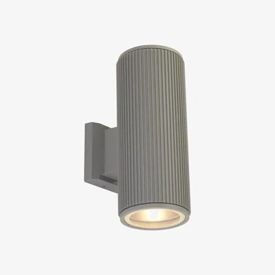 La Redoute Outdoor Grey Wave Effect Dual Wall Light Clear Glass Diffuser