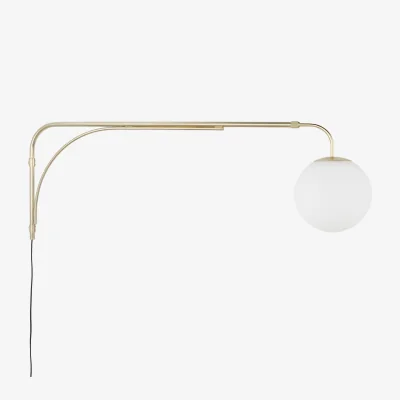 La Redoute Moricio Brass and Opaline Glass Wall Light