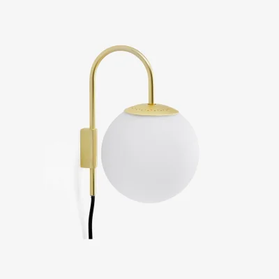 La Redoute Moricio Brass and Opaline Glass Wall Light
