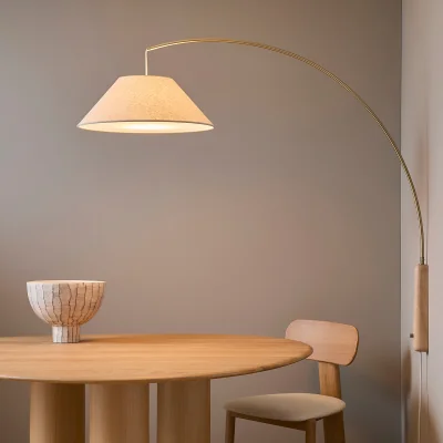 La Redoute Nestwood Articulated Wall Light in Solid Oak and Linen
