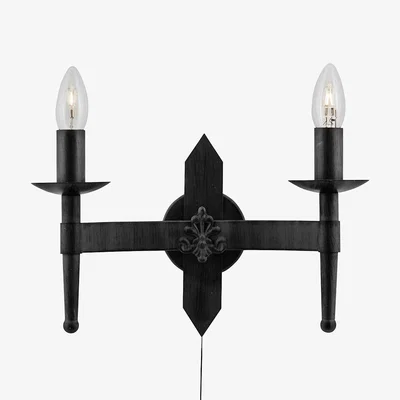 La Redoute Wrought Iron Black Wall light with 2 Lights