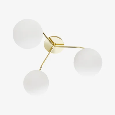 La Redoute Moricio Brass and Opaline Glass Triple Wall Light