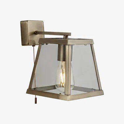 La Redoute Antique Brass and Glass Pyramid Wall Light