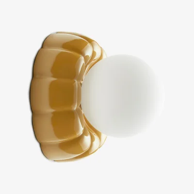 La Redoute Holi Fluted Wall Light Or Ceiling Light in Ceramic and Opal Glass