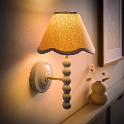 La Redoute Painted Bobbin Wall Light with Scallop Shade