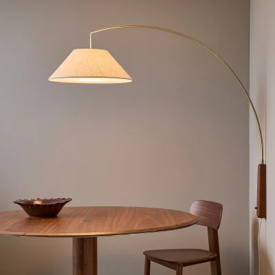 La Redoute Nestwood Articulated Wall Light in Stained Oak and Linen