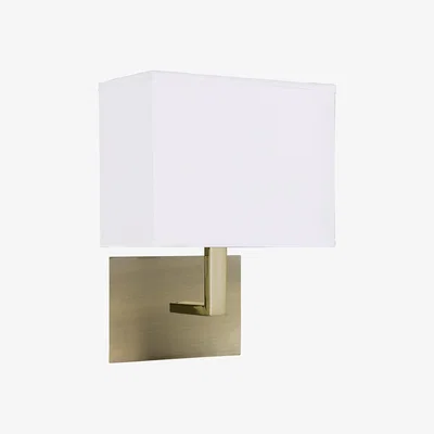 La Redoute Antique Brass Rectangular Wall Light with White Shade