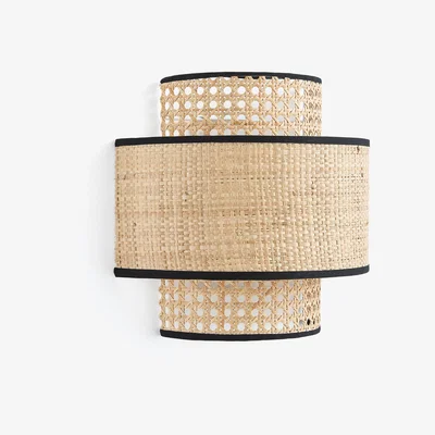 La Redoute Dolkie Wall Lamp in Rabane and Rattan Cane
