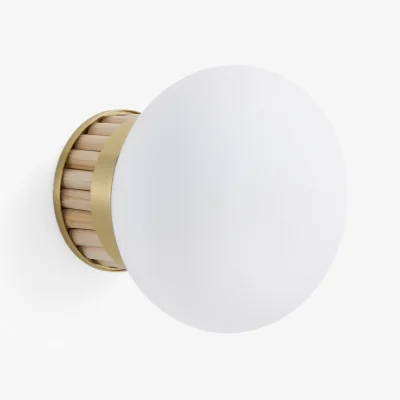 La Redoute Les Signatures - Dolce Opaline Glass, Brass and Bamboo Wall Light