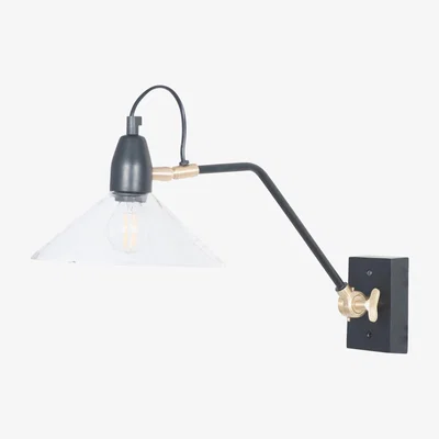 La Redoute Black and Brass Adjustable Industrial Style Wall Light