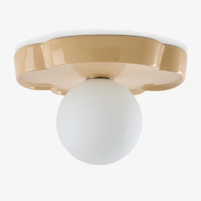 La Redoute Holi Flower-Shaped Ceramic and Opaline Glass Ceiling Light Or Wall Light, Diameter 30.3cm
